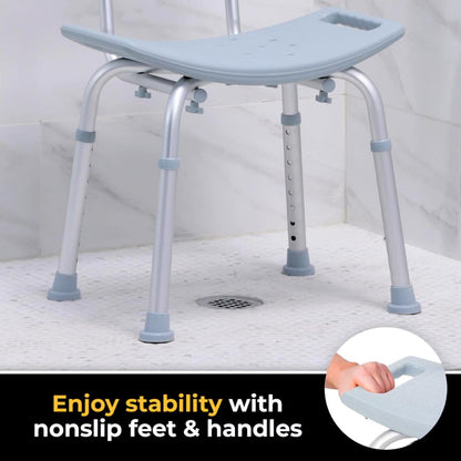 DRIVE GREY SHOWER BENCH WITH BACK