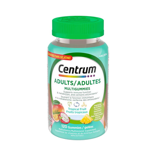 Adult MultiGummies Tropical Fruit Multivitamin and Multimineral Supplement, Pineapple-Mango, Dragonfruit, and Passionfruit Flavours