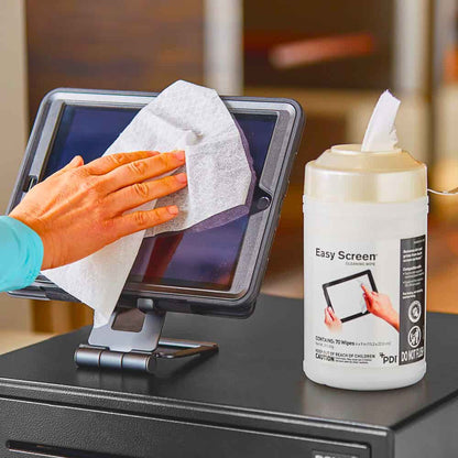 Easy Screen Cleaning Wipe, 70% Alcohol, 6" x 9" - 70/Cannister