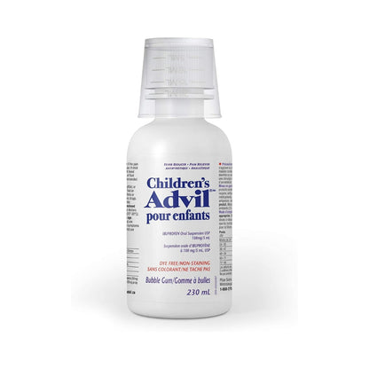 Children's Advil Fever and Pain Relief Ibuprofen Oral Suspension, Dye Free, Bubble Gum, 230 mL