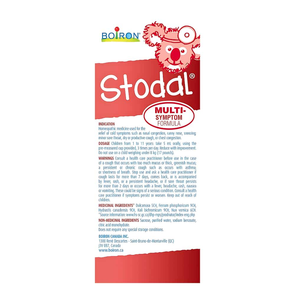 Children's Stodal Multi-Symptom for Dry Cough or Wet Cough and Cold Symptoms in Children 1 to 11 Years of Age.