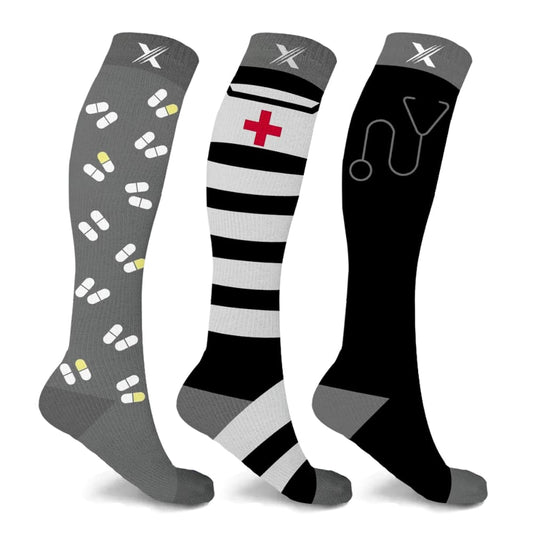 Extreme Fit Knee High Compression Socks for Men and Women - Medical Design - 3 Pack