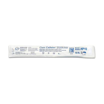 Cure Medical Urethral Catheter Straight Tip Hydrophilic Coated Plastic Fr. 10 inch