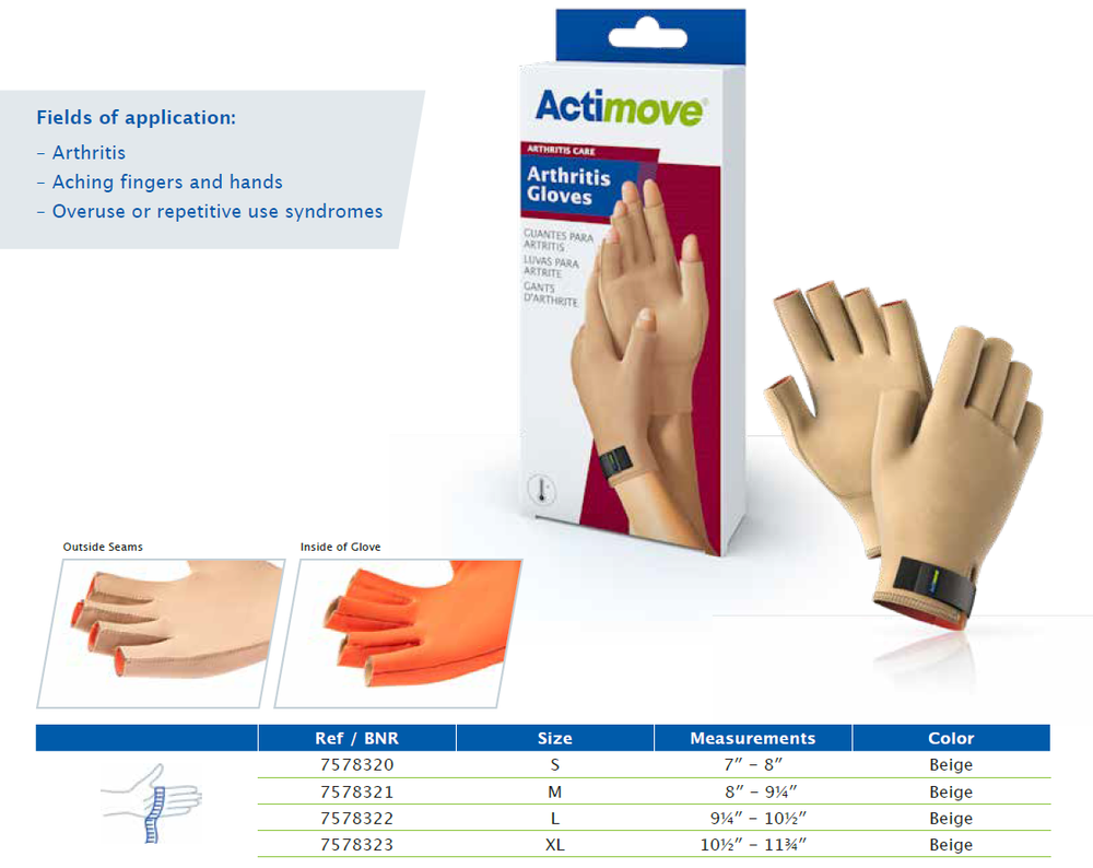 Ea/1 Actimove Arthritis Pain Relief Support, Wrist, Xl, Beige