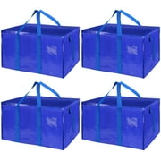 4 Pack Extra Large Moving Bags with Zippers Carrying Handles Heavy-Duty Storage Tote for Space Saving Moving Storage（Blue)