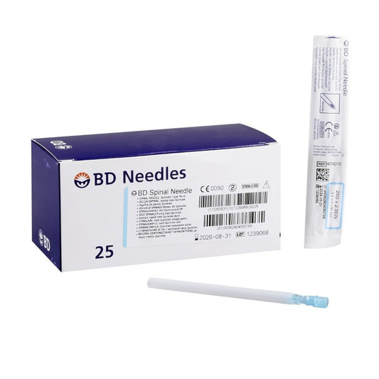BD® Short Spinal Needle with Quincke Bevel, 25G x 2" (Box 25 pcs)