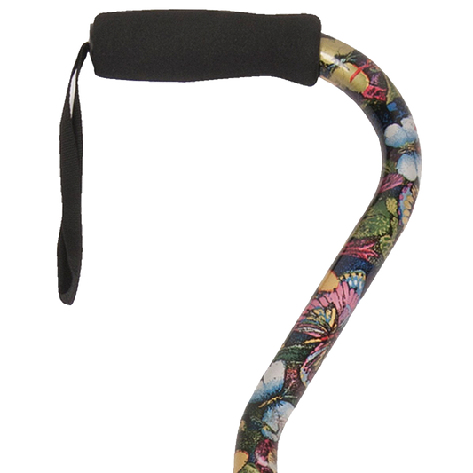 PCP Offset Adjustable Aluminum Cane, Butterfly