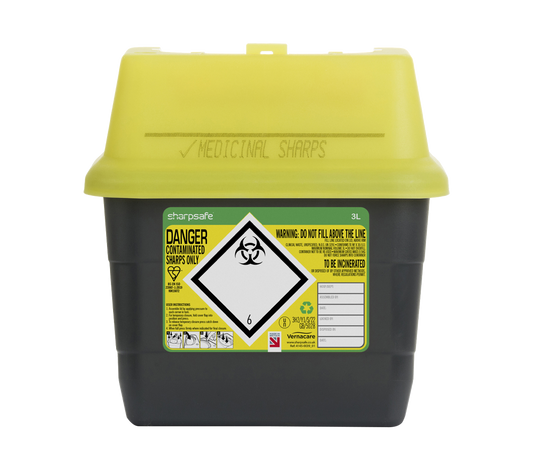 Sharpsafe® Sharps Container, Flip Top Lid, 3L