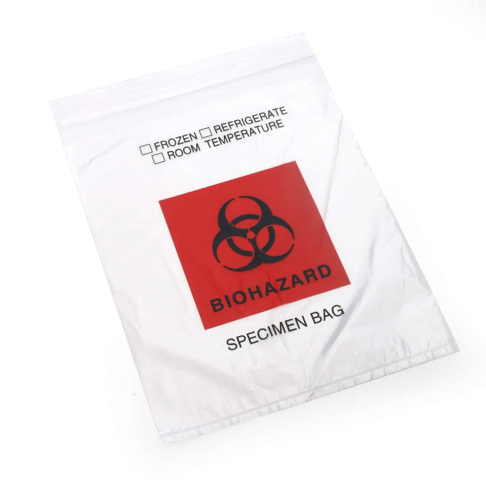 Cs/1000 Bio-Hazard Lab Specimen Bag, 8" X 10", W/ Zip Closure.