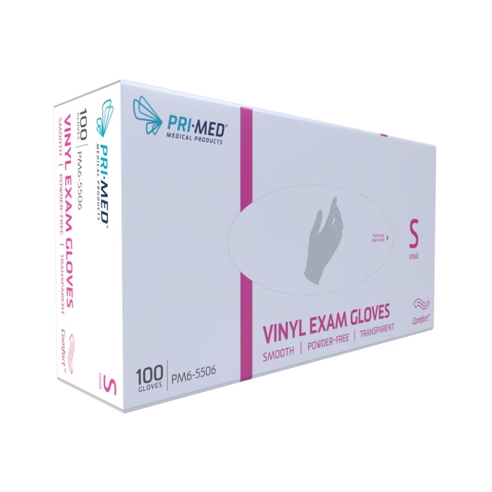 PRIMED® Comfort™ Vinyl Exam Gloves (100 per box), Small