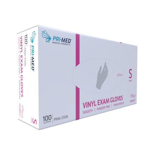 PRIMED® Comfort™ Vinyl Exam Gloves (100 per box), Small