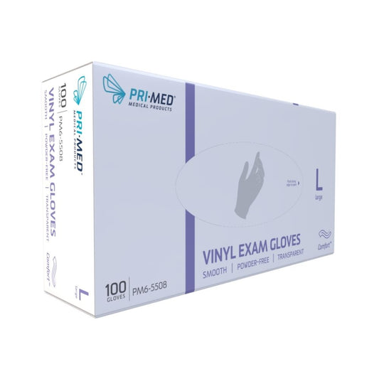 PRIMED® Comfort™ Vinyl Exam Gloves, Large  (Box 100 pcs)