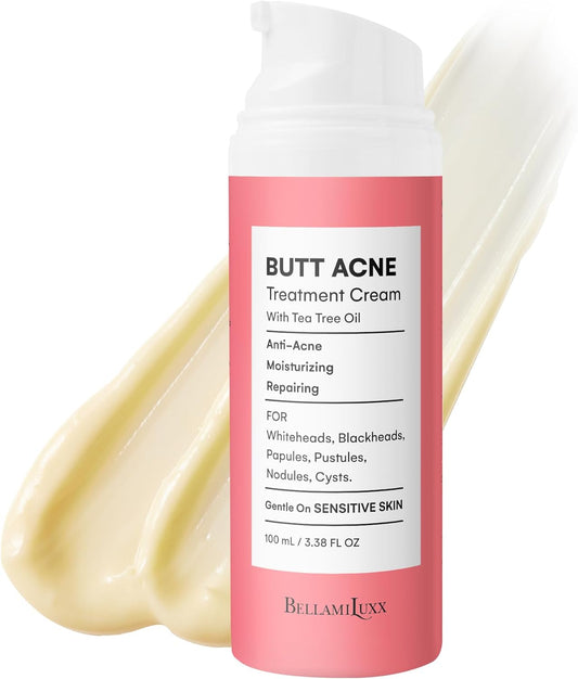 Butt Acne Clearing Treatment Cream: Body Acne Treatment Lotion for Folliculitis and Pimples on Back, Buttocks, Thighs With 2% Salicylic Acid & Tea Tree Oil - Butt Cream for Smooth Skin (100 ml (Pack of 1))