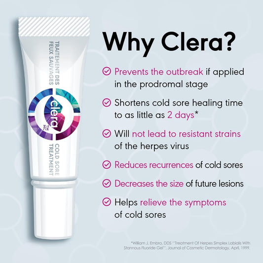 Clera Cold Sore Treatment Cream, Clinically Proven to Heal in 2 Days* - 2 Pack