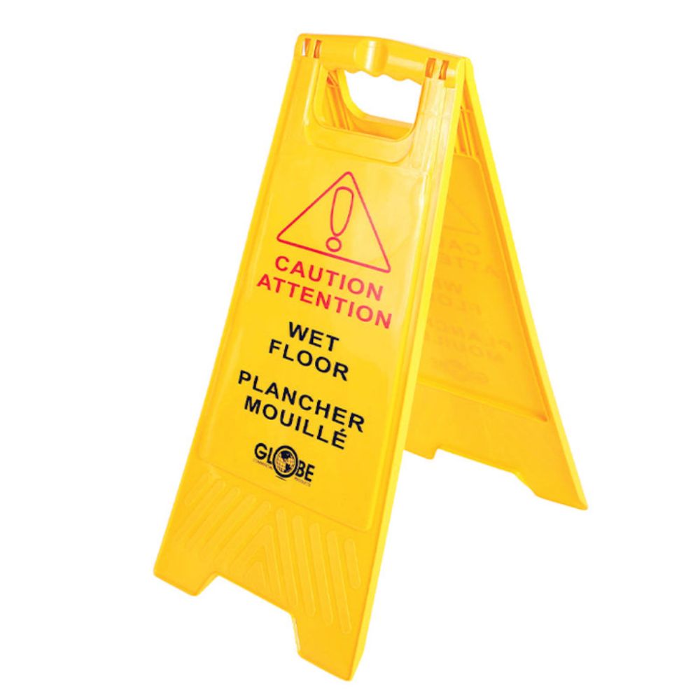 Globe™ Bilingual Wet Floor Sign, Yellow, 24"