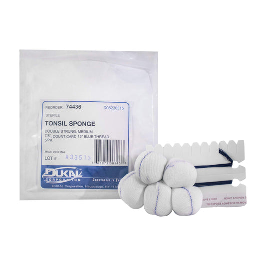Tonsil Sponges, 1", Double Strung on Count Card 100/case