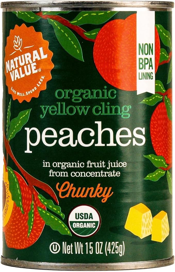 Natural Value; Organic Yellow Cling Chunky Peaches