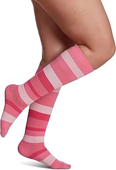 Sigvaris Microfiber Shades Men's Stockings, 15-20mmHg, Size C, Pink Stripe