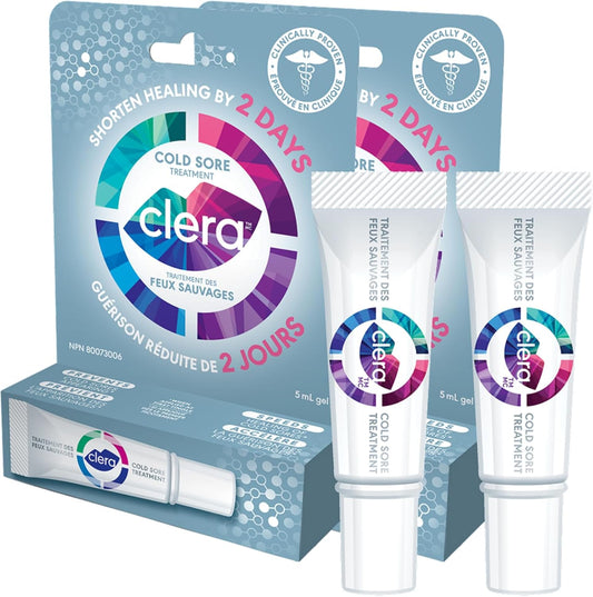 Clera Cold Sore Treatment Cream, Clinically Proven to Heal in 2 Days* - 2 Pack