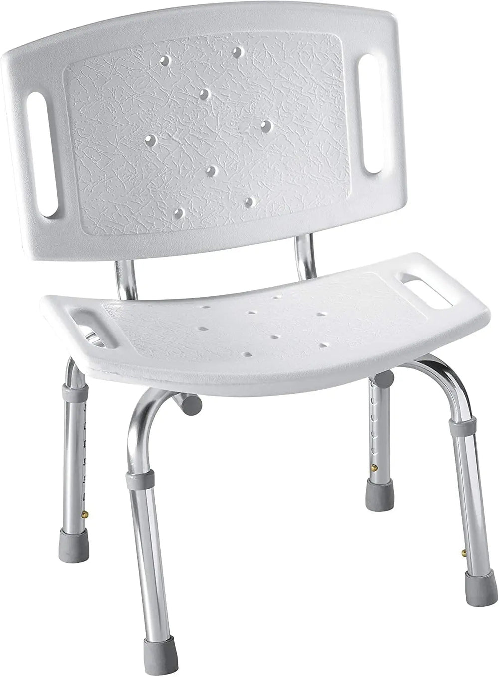 Homecare Glacier Shower Chair White Adjustable (17-21") No-Slip Drainable Seat W/ Heavy Duty Anodized Legs (Non-Returnable) - Ea/1