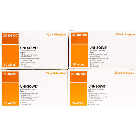 Smith And Nephew Uni-Solve Adhesive Remover Wipes 50/bx 4 Box Combo Deal