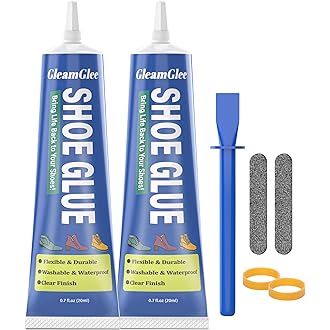 Shoe Glue, Extra Strong Shoe Repair Adhesive - Permanent, Clear, Waterproof Glue for Sneakers, Boots, Heels, Canvas, Soles, Handbags, Leather, Rubber, Vinyl - 20ml x 2 PCS
