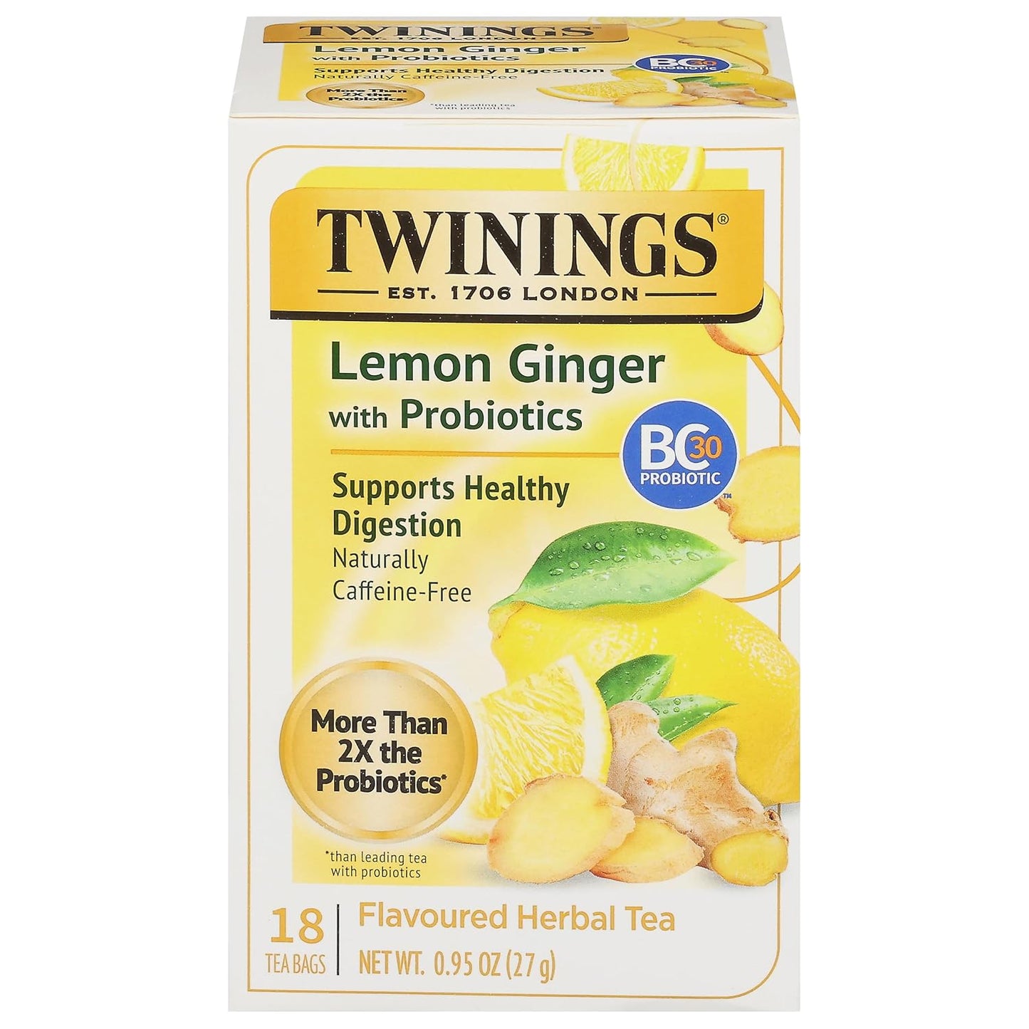 Twinings Superblends Probiotics+ Flavoured Herbal Tea - Lemon and Ginger - 18's