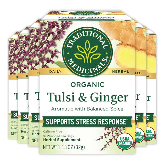 Traditional Medicinals Organic Wrapped Tea Bags - Tulsi with Ginger - 16's