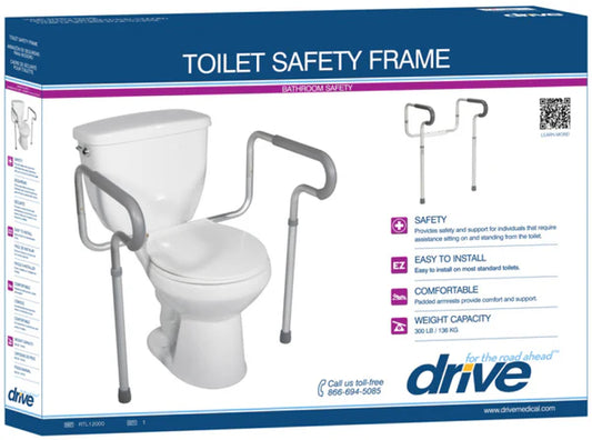 Drive Medical Toilet Safety Frame with Padded Armrests