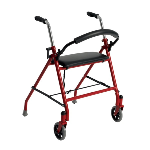 Drive Medical Two Wheeled Walker with Seat, Red, 1 Each 1 count