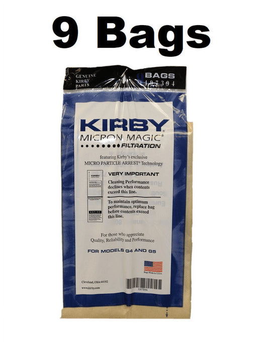 9 Genuine Compatible with Kirby Micron Magic Vacuum Bags for Models G4 and G5 #197394