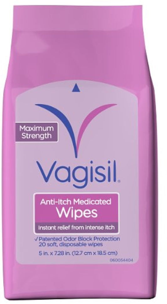 Vagisil Anti-Itch Medicated Wipes 20 Each (Pack of 3)