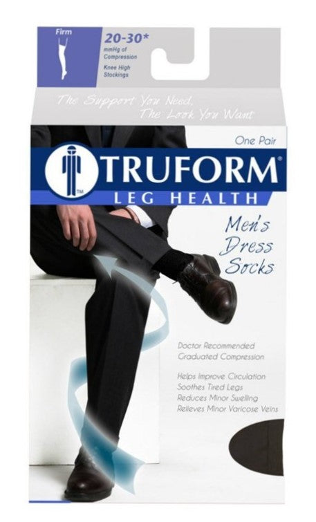 Pr/1 Truform Opaque 20-30Mmhg Ladies Knee High Closed Toe Xl (13-19") Compression Stocking  Black  Latex Free