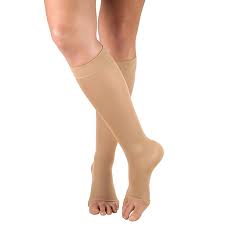 Pr/1 Truform Ladies Opaque 15-20Mmhg Knee-High Open-Toe Beige  Xlarge (13-19") Compression Stocking
