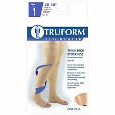 Pr/1 Truform Classic Medical Thigh High Open Toe Compression Socks, 20-30 Mmhg, Stay-Up Top, Beige, Large