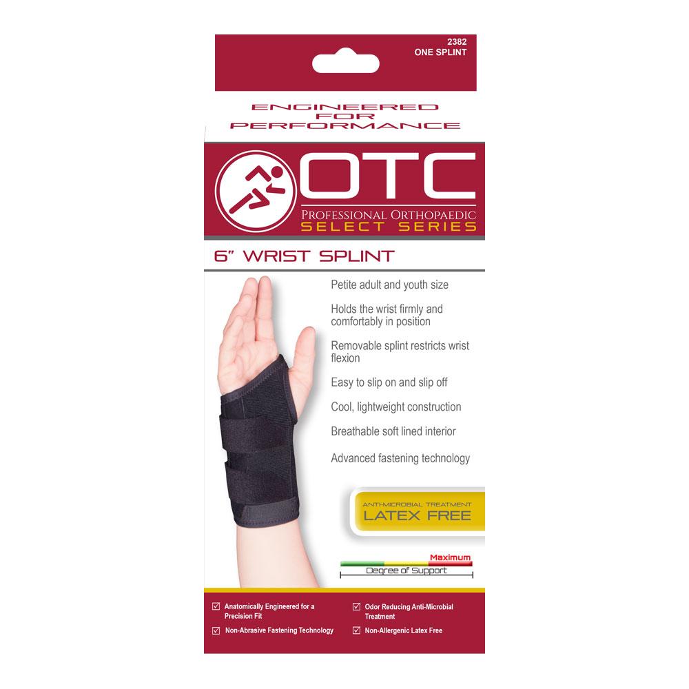 Ea/1 Otc 6" Maximum Wrist Splint Petite Right  Xs (4 1/2-5 1/2") Low Contour And Separate Fasteners Black Latex-Free