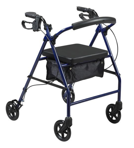 Ea/1 Rollator W/ Curved Backrest  Titanium  8" Wheels  18"W Handles  250Lbs