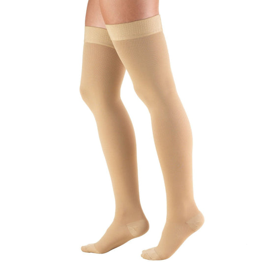 Pr/1 Truform 30-40 Mmhg Thigh High Compression Stockings, Closed-Toe, Beige, Large