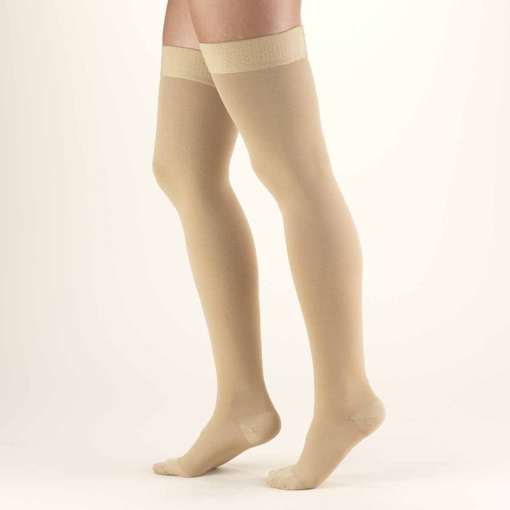 Pr/1 Truform Classic Medical Thigh High Compression Socks, Closed-Toe, 20-30 Mmhg, Stay-Up Top, Beige, Large