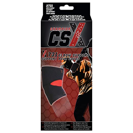 Ea/1 Champion Csx Minimum Elbow Sleeve Support W/ Comfort-Mesh Panel Lg (11-12") Black