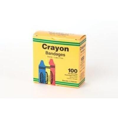 ASO Careband™ Decorated Bandages, 3/4" x 3" Crayola (Assorted Colours) (Box 100 pcs)