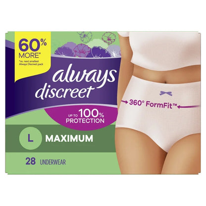 Always Discreet Maximum Protection Incontinence Underwear - Large - 28's