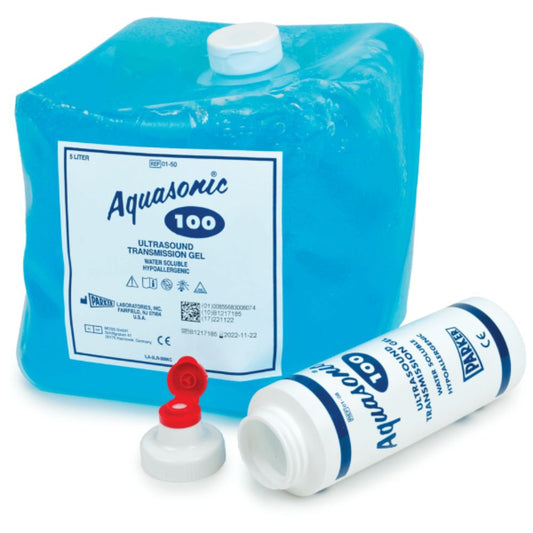Aquasonic® 100 Ultrasound Transmission Gel, 5L w/Empty 250mL Bottle, Blue
