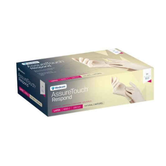 AssureTouch Respond™ Latex Gloves, Small (Box 100 pcs)
