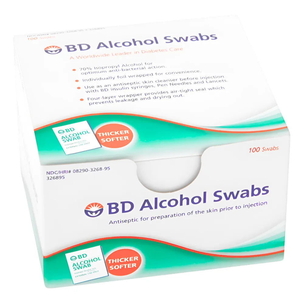 BD® Alcohol Swabs 70% Isopropyl Antiseptic Wipes (Box 100 Pcs)