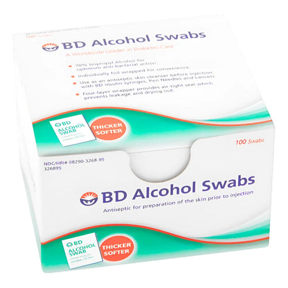 BD® Alcohol Swabs 70% Isopropyl Antiseptic Wipes (Box 100 Pcs)