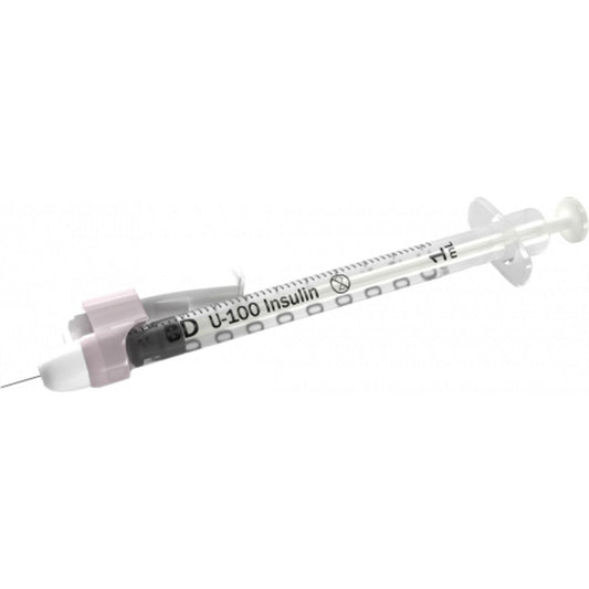 BD SafetyGlide™ Insulin Syringe, 1mL, 29G x 1/2" (Box 100 pcs)