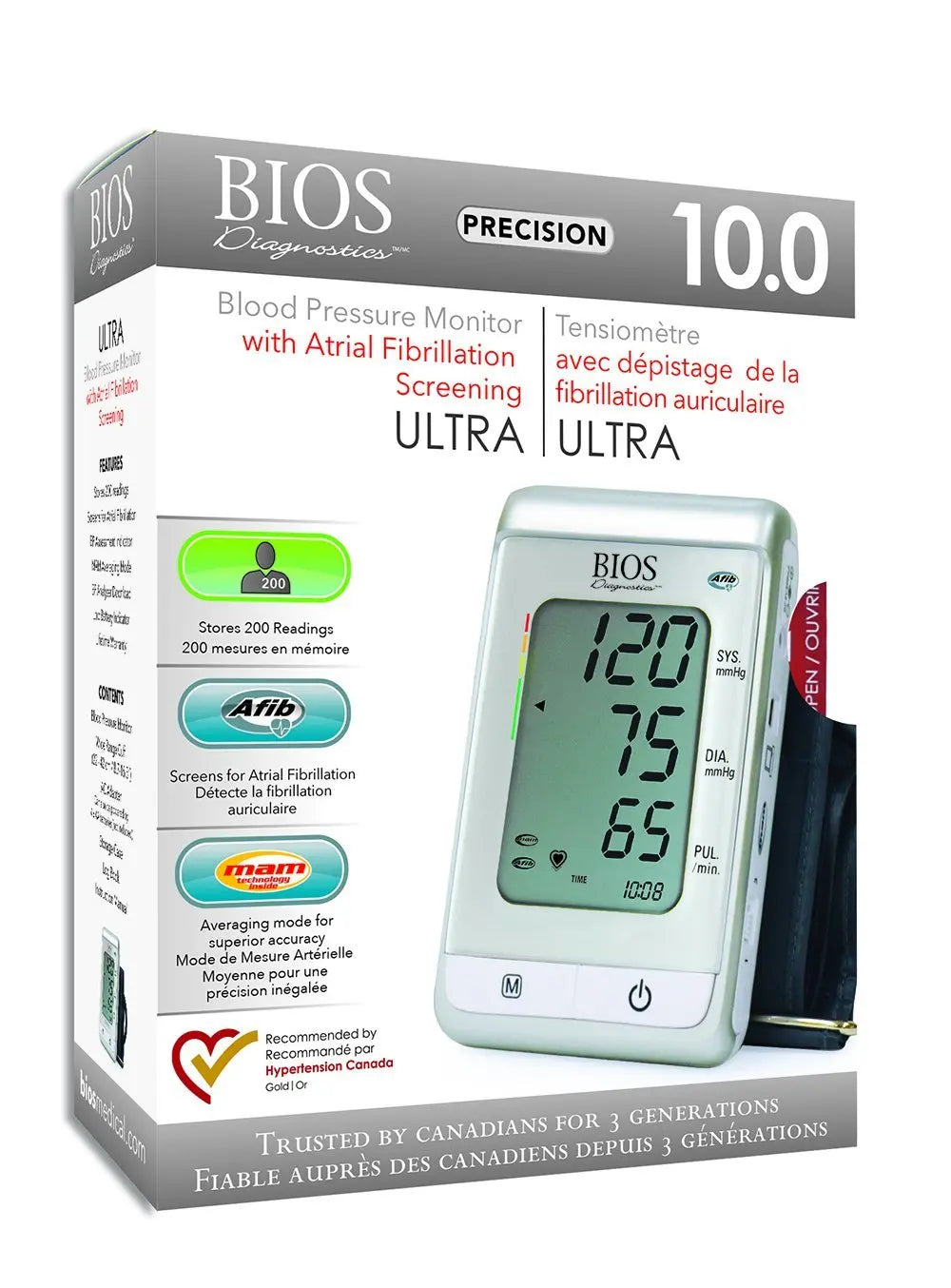 Ea/1 Bios Ultra Blood Pressure Monitor With Afib Screening (Precision 10.0) Compatible With Small And Large Cuff