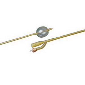 Bx/10  Silastic Latex 2-Way Med Round-Tip 2 Staggered Eyes Foley Cath 16Fr 30Cc