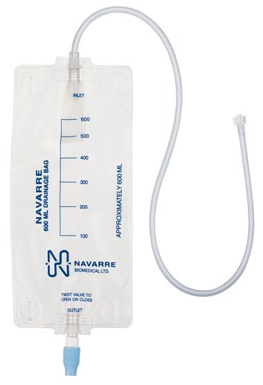Navarre Drainage Bag, 600ml, Elastic Belt, 24" Tube With Luer Lock - Ea/1